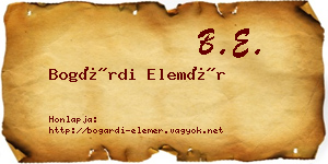 Bogárdi Elemér névjegykártya